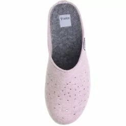 Tofee Damen Hausschuhe Pantoffeln Naturwollfilz (Glitzersteine) Rosa -Schuhladen 10002170 07