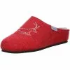 Tofee Damen Hausschuhe Pantoffeln Naturwollfilz (Hirsch) Rot - Rot -Schuhladen 10002459 01