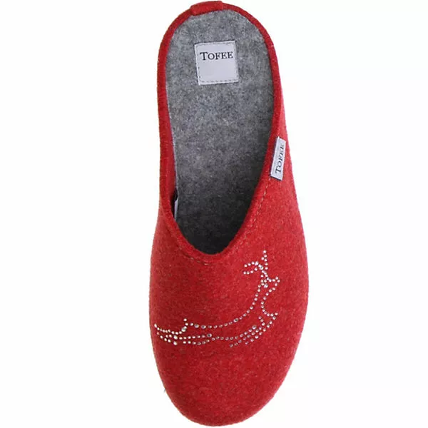 Tofee Damen Hausschuhe Pantoffeln Naturwollfilz (Hirsch) Rot - Rot 9 Tofee Damen Hausschuhe Pantoffeln Naturwollfilz (Hirsch) Rot - Rot – Bild 7