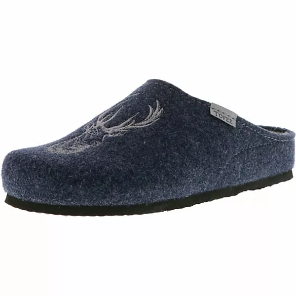Tofee Herren Hausschuhe (Hirschkopf) Blau - Blau 3 Tofee Herren Hausschuhe (Hirschkopf) Blau - Blau