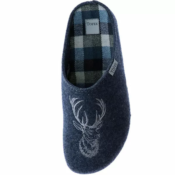 Tofee Herren Hausschuhe (Hirschkopf) Blau - Blau 9 Tofee Herren Hausschuhe (Hirschkopf) Blau - Blau – Bild 7