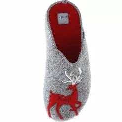 Tofee Damen Hausschuhe Pantoletten Pantoffeln Slipper Naturwollfilz (Hirsch) Grau - Grau -Schuhladen 12669557 07