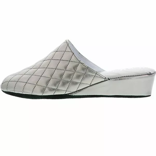 Maria Moda Damen Hausschuhe Pantoffeln Raute Silber - Silber 7 Maria Moda Damen Hausschuhe Pantoffeln Raute Silber - Silber – Bild 5