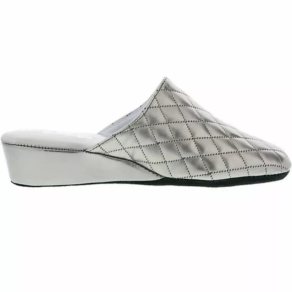 Maria Moda Damen Hausschuhe Pantoffeln Raute Silber - Silber 8 Maria Moda Damen Hausschuhe Pantoffeln Raute Silber - Silber – Bild 6