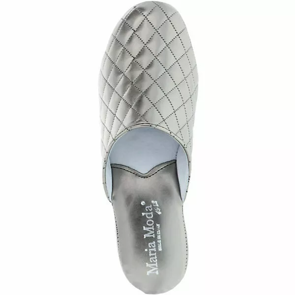 Maria Moda Damen Hausschuhe Pantoffeln Raute Silber - Silber 9 Maria Moda Damen Hausschuhe Pantoffeln Raute Silber - Silber – Bild 7