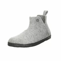 Birkenstock Damen Hausschuhe Slipper Andermatt Hüttenschuh Gemütlich Puschen Textil Uni Hausschuhe - Hellgrau