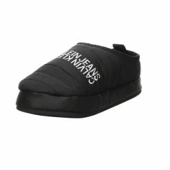 Calvin Klein Damen Hausschuhe Slipper Home Slipper Gemütlich Puschen Synthetikkombination Uni Hausschuhe - Schwarz