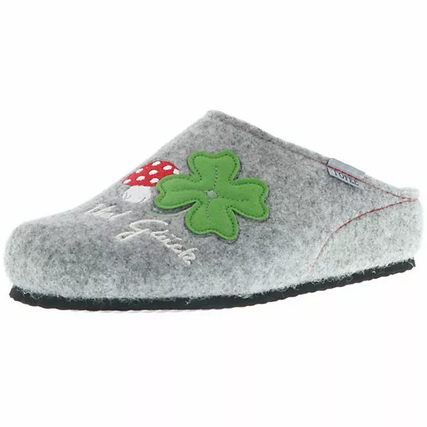 Tofee Damen Hausschuhe Pantoffeln Pantoletten Naturwollfilz (Viel Glück) Grau - Grau 3 Tofee Damen Hausschuhe Pantoffeln Pantoletten Naturwollfilz (Viel Glück) Grau - Grau