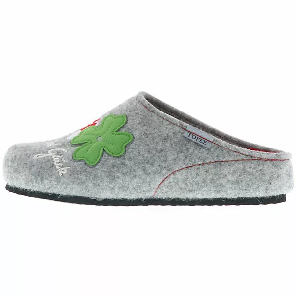 Tofee Damen Hausschuhe Pantoffeln Pantoletten Naturwollfilz (Viel Glück) Grau - Grau 7 Tofee Damen Hausschuhe Pantoffeln Pantoletten Naturwollfilz (Viel Glück) Grau - Grau – Bild 5
