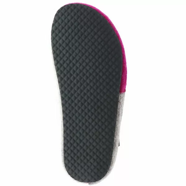 Tofee Damen Hausschuhe Pantoffeln Pantoletten Naturwollfilz (Wolke) Grau/pink/fuchsia - Grau 5 Tofee Damen Hausschuhe Pantoffeln Pantoletten Naturwollfilz (Wolke) Grau/pink/fuchsia - Grau – Bild 3