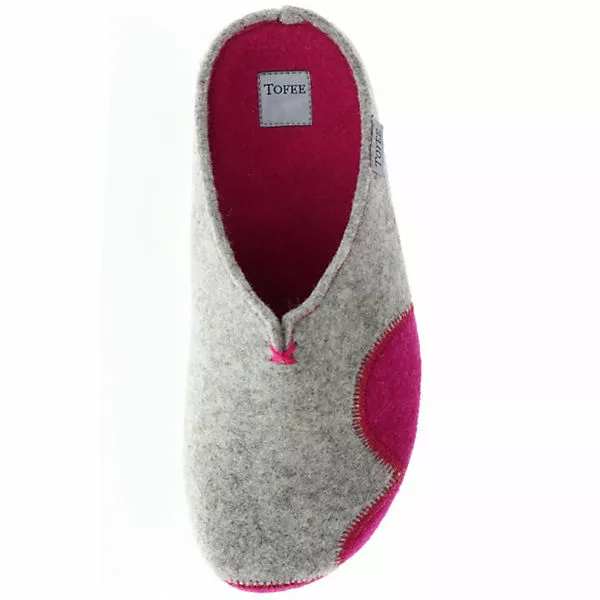 Tofee Damen Hausschuhe Pantoffeln Pantoletten Naturwollfilz (Wolke) Grau/pink/fuchsia - Grau 9 Tofee Damen Hausschuhe Pantoffeln Pantoletten Naturwollfilz (Wolke) Grau/pink/fuchsia - Grau – Bild 7