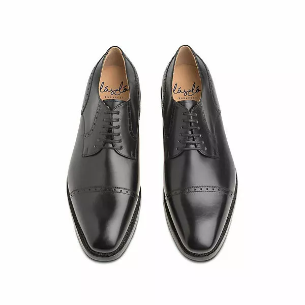 László BUDAPEST Alessio Zwiegenähter Quarter-Brogue Derby Handgefertigt In Eigener Manufaktur - Schwarz 8 László BUDAPEST Alessio Zwiegenähter Quarter-Brogue Derby Handgefertigt In Eigener Manufaktur - Schwarz – Bild 6