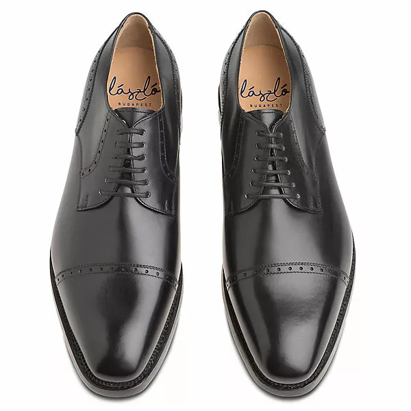 László BUDAPEST Alessio Zwiegenähter Quarter-Brogue Derby Handgefertigt In Eigener Manufaktur - Schwarz 14 László BUDAPEST Alessio Zwiegenähter Quarter-Brogue Derby Handgefertigt In Eigener Manufaktur - Schwarz – Bild 12