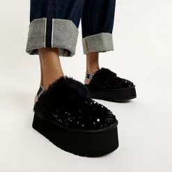 Ugg W Funkette Chunky Sequin Pantoffeln - Schwarz -Schuhladen 26293361 02