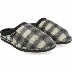 Haflinger Plaid Pantoffeln - Schwarz/weiß