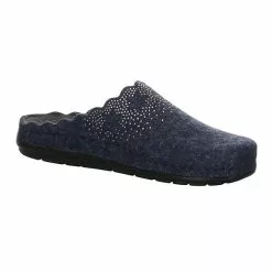 Rohde Damen Hausschuhe Slipper Hausschuh Gemütlich Puschen Textil Uni Hausschuhe - Dunkelblau -Schuhladen 27003993 06