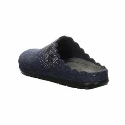 Rohde Damen Hausschuhe Slipper Hausschuh Gemütlich Puschen Textil Uni Hausschuhe - Dunkelblau -Schuhladen 27003993 07