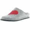 Tofee Damen Hausschuhe Pantoffeln Pantoletten Slipper Naturwollfilz Glitzer (Herz) Grau - Grau -Schuhladen 27714087 01