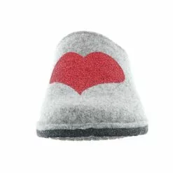 Tofee Damen Hausschuhe Pantoffeln Pantoletten Slipper Naturwollfilz Glitzer (Herz) Grau - Grau -Schuhladen 27714087 04