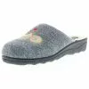 Comfort Damen Hausschuhe Pantoletten Slipper Schurwolle Katze Grau - Grau