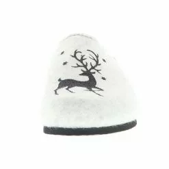 Tofee Damen Hausschuhe Pantoffeln Pantoletten Slipper Naturwollfilz Glitzer (Hirsch) Weiß - Weiß -Schuhladen 27776312 04