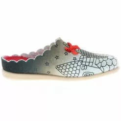 Cosero Damen Hausschuhe Pantoletten Pantoffeln Katze Schleife Grau/schwarz/rot/mehrfarbig - Mehrfarbig -Schuhladen 28478898 06