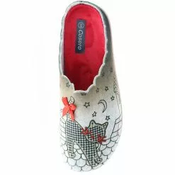 Cosero Damen Hausschuhe Pantoletten Pantoffeln Katze Schleife Grau/schwarz/rot/mehrfarbig - Mehrfarbig -Schuhladen 28478898 07