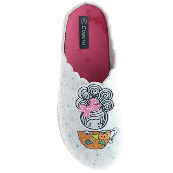 Cosero Damen Hausschuhe Pantoletten Pantoffeln Kaffee Coffee Tasse Grau/orange/rosa/mehrfarbig - Grau 9 Cosero Damen Hausschuhe Pantoletten Pantoffeln Kaffee Coffee Tasse Grau/orange/rosa/mehrfarbig - Grau – Bild 7