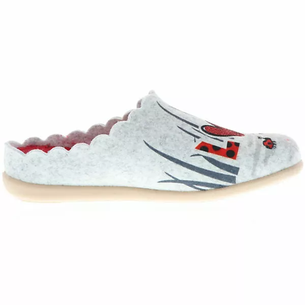 Cosero Damen Hausschuhe Pantoletten Pantoffeln Marienkäfer Love Grau/rot/mehrfarbig - Grau 8 Cosero Damen Hausschuhe Pantoletten Pantoffeln Marienkäfer Love Grau/rot/mehrfarbig - Grau – Bild 6