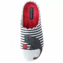 Cosero Damen Hausschuhe Pantoletten Pantoffeln Katze Wollknäuel Glitzer Grau/schwarz/rot - Grau -Schuhladen 28478906 07