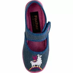 Fischer-Markenschuh Baby Hausschuhe MELLY Für Mädchen - Blau-kombi -Schuhladen 28898784 05
