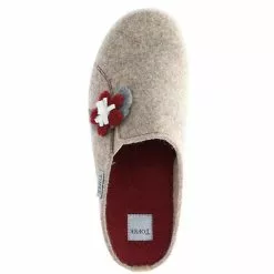Tofee Damen Hausschuhe Pantoffeln Pantoletten Slipper Naturwollfilz Blume Beige - Beige -Schuhladen 29140471 07