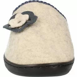 Filsko Doren - Filzpantoffeln Damen - Biegsam - Wärmend - Abriebfest- Ohne Verschluss - Mit Blume - Beige -Schuhladen 29627311 03