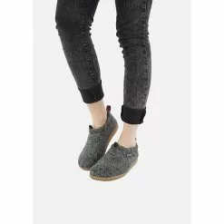 Giesswein Damen Hüttenschuhe Geschlossene Hausschuhe - Grau -Schuhladen 7274302 09