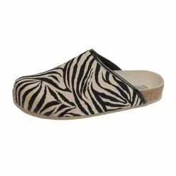 Weeger Hausschuh Art. 48013-99 Zebra Hausschuhe - Wollweiß
